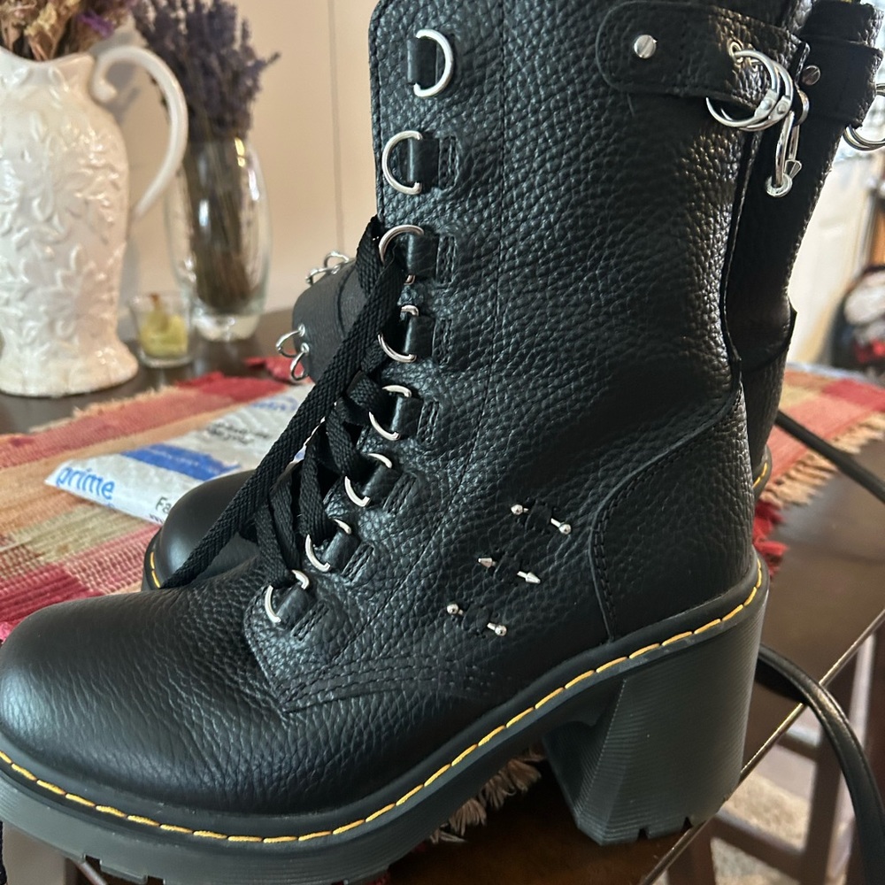 Dr. Martens Black Combat Moto Boots with Rugged Design